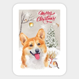 Welsh Pembroke Corgi Merry Christmas Santa Dog Sticker